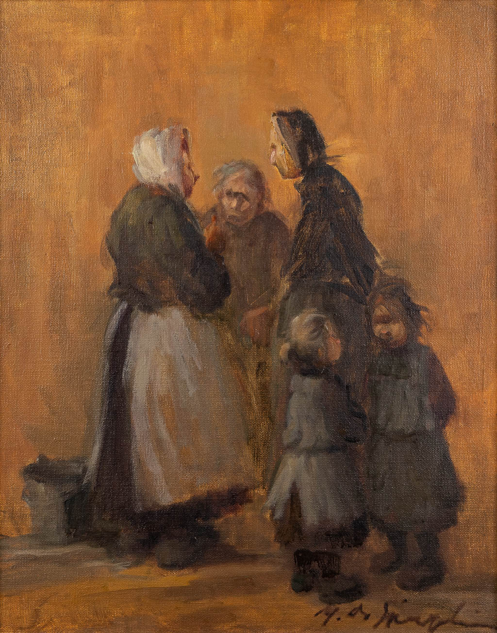 Marthe DE SPIEGELEIR (1897-1991) 'De Commeeren' olie op doek. (W:40 x H:51 cm)