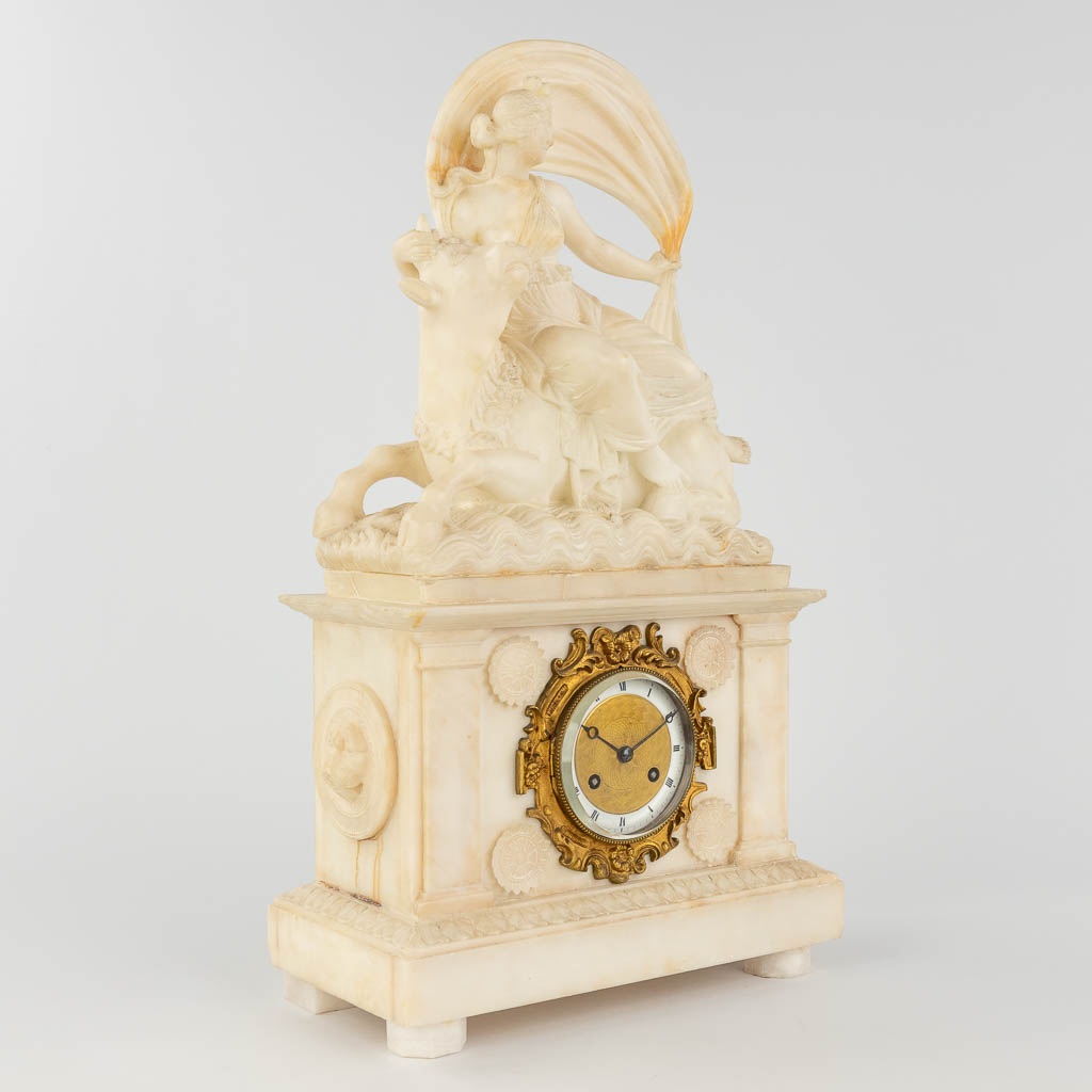 An alabaster mantle clock 
