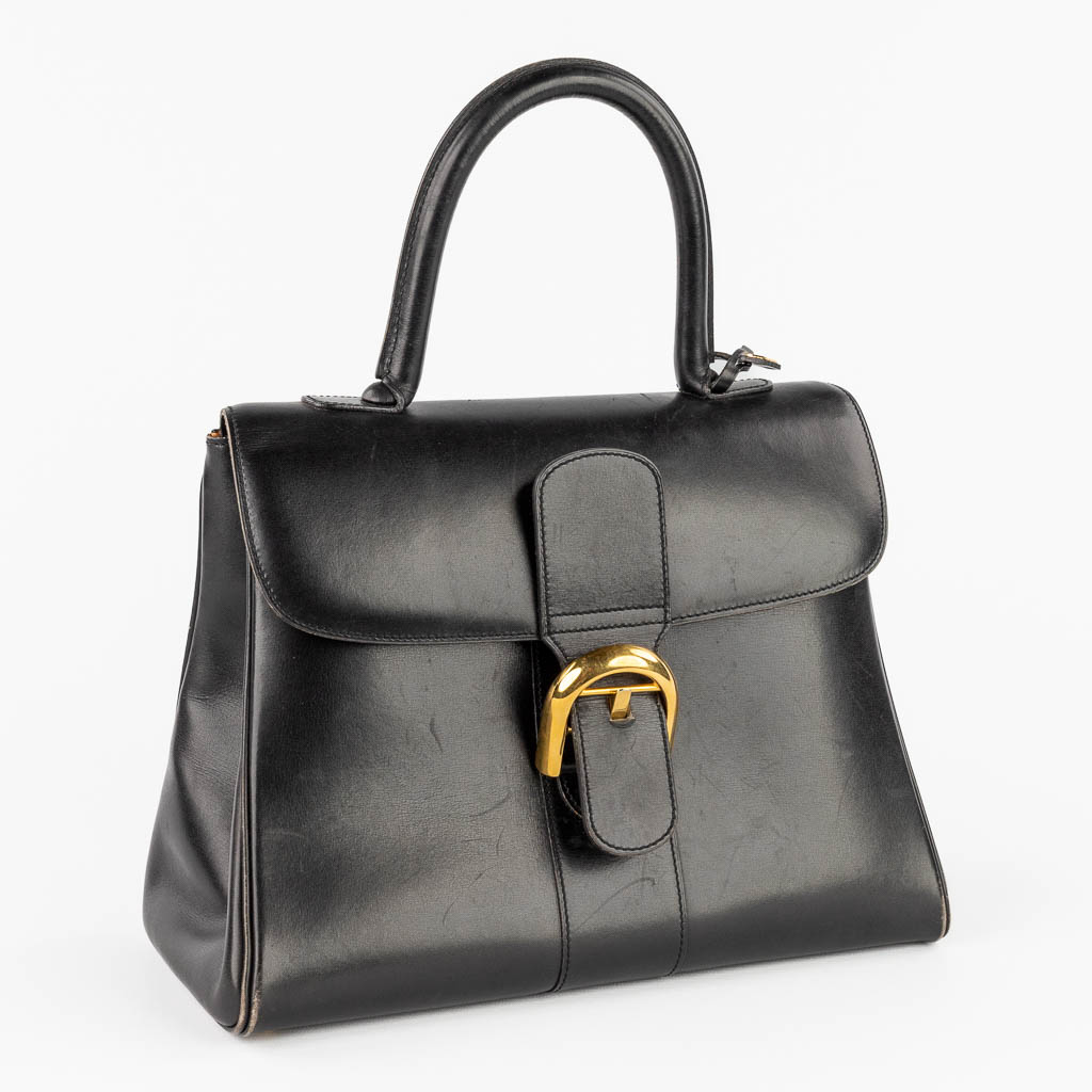 Delvaux, 'Brillant' PM een handtas, zwart leder met verguld hardware. (D:15 x W:28 x H:21 cm)