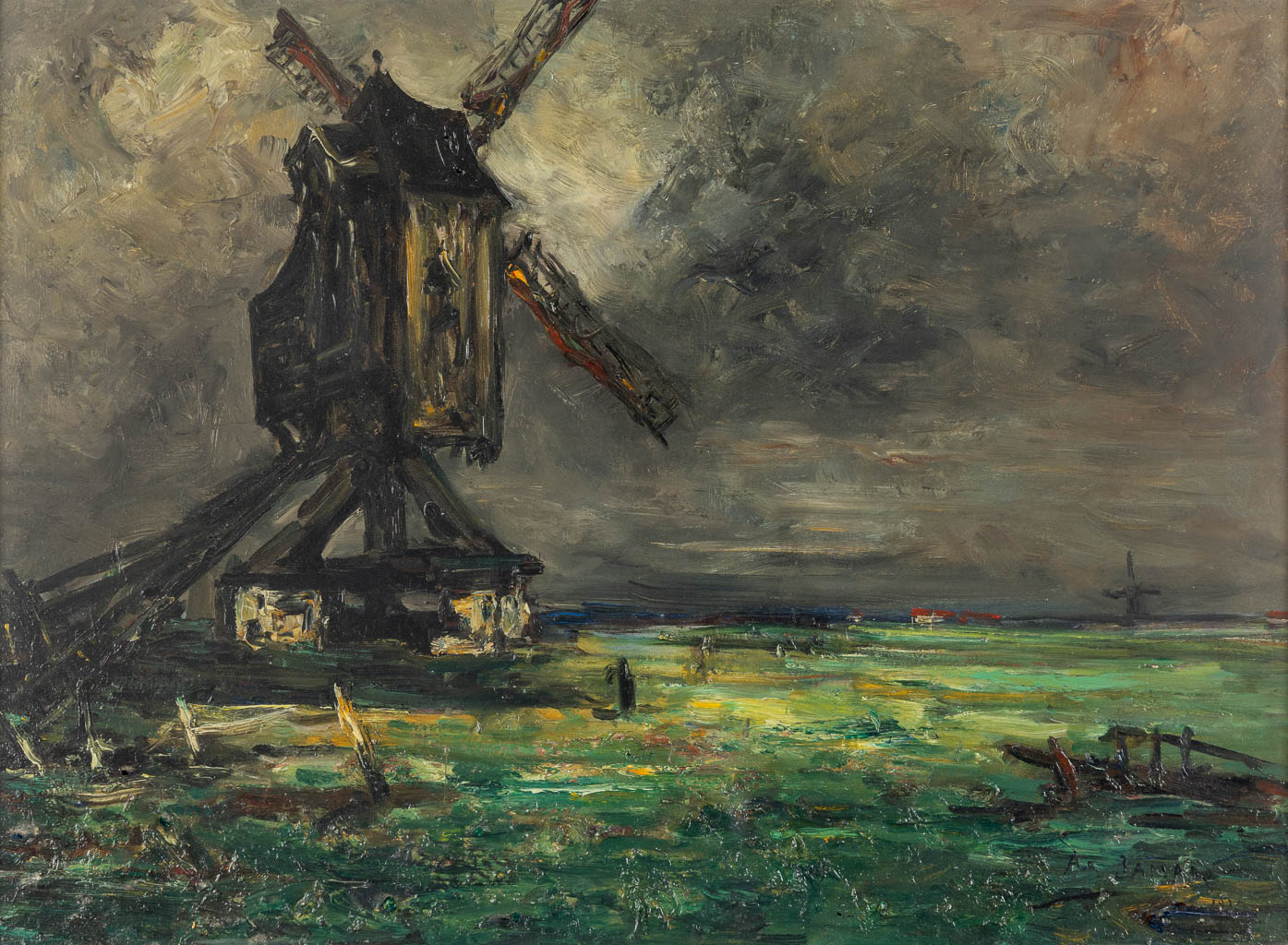 Armand JAMAR (1870-1946) 'Windmolen' 1935. (W:75 x H;55 cm)