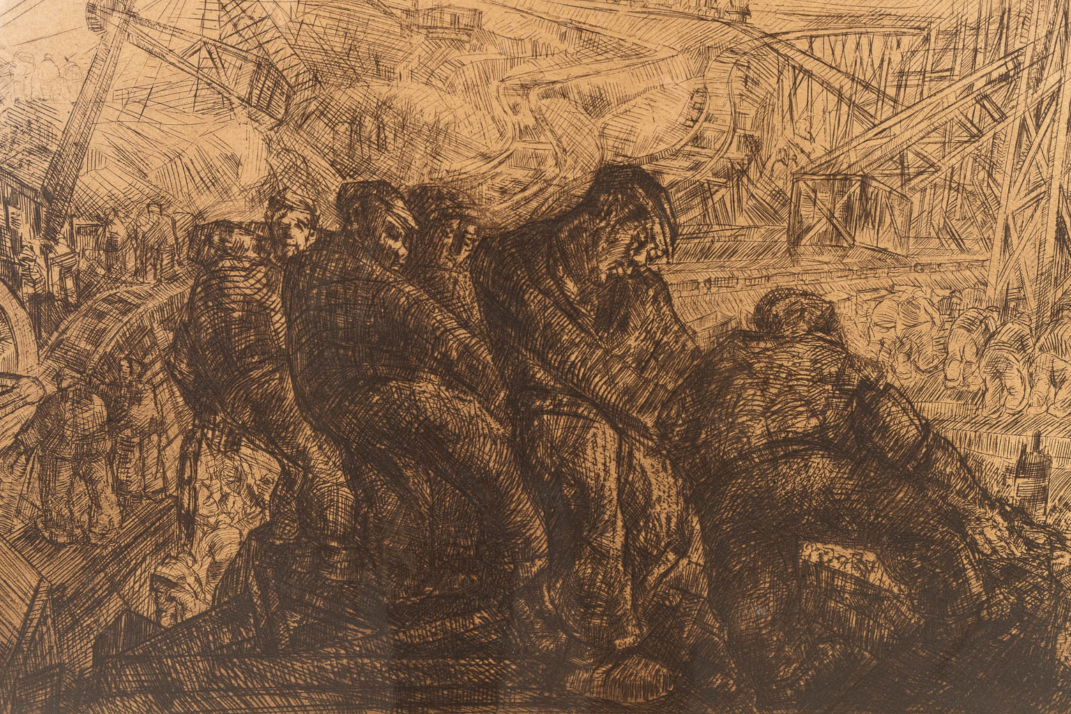 Jacques BOONEN (1911-1968) 'Graafwerken' an etching, 1933. (65 x 53 cm)