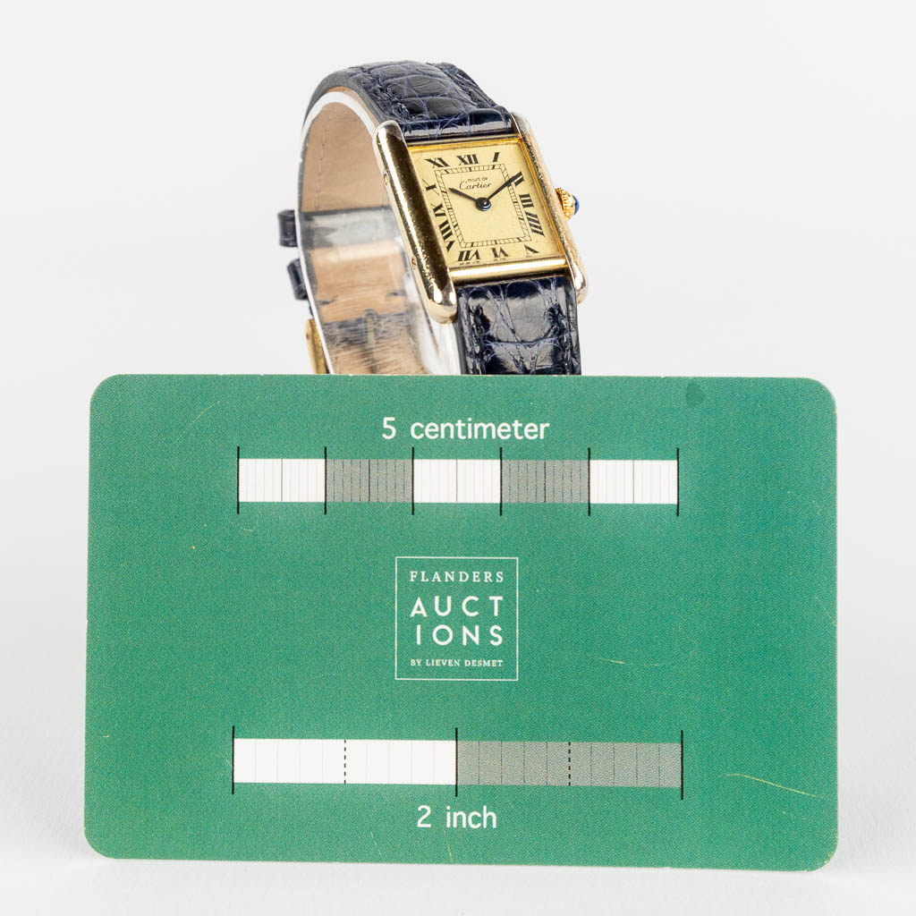 Must De Cartier, a wristwatch model 'Tank', vermeil, Quartz. (W:2,05 x H:2,8 cm)