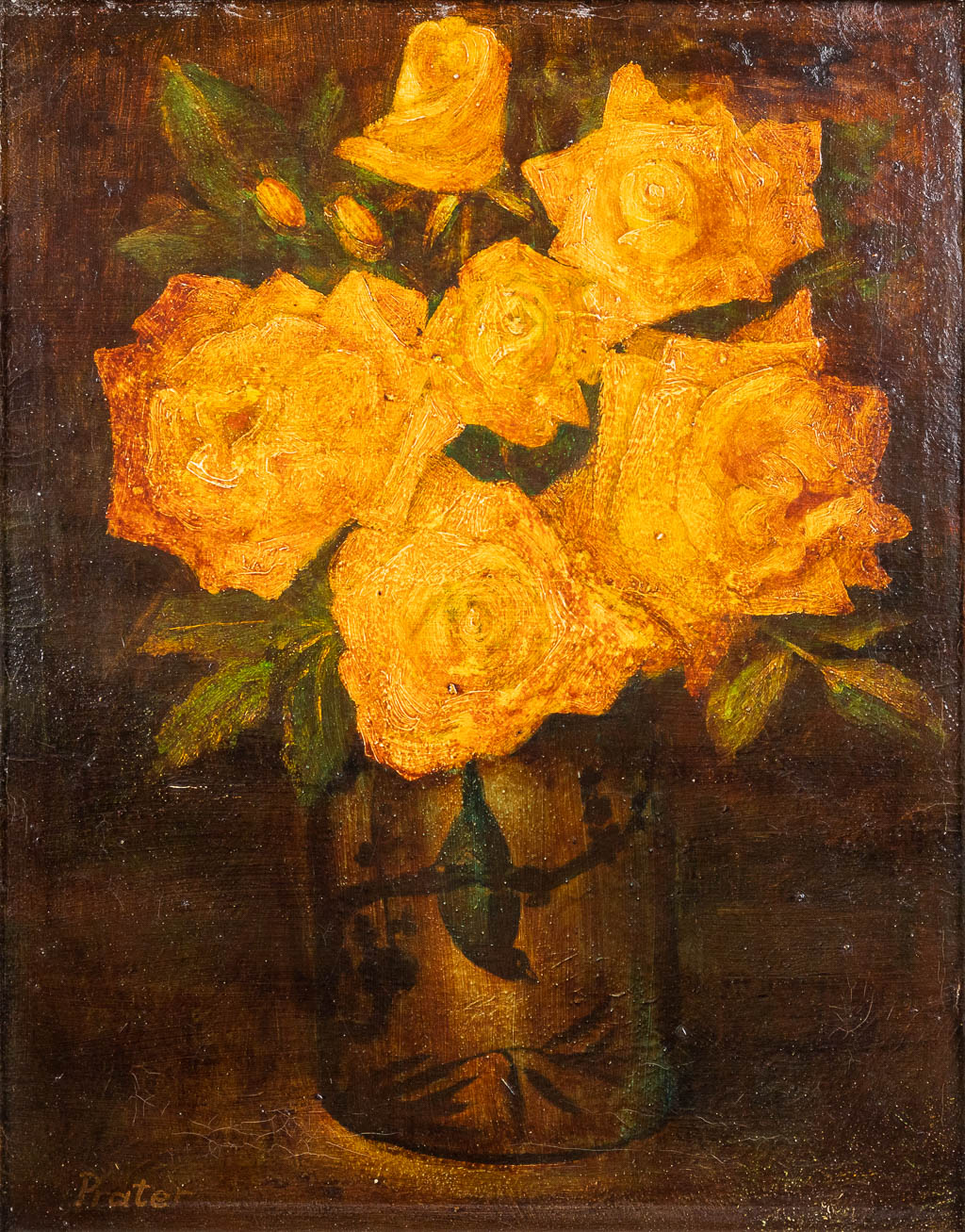Jules DE PRAETERE (1879-1947) 'Bloemen stilleven' olie op doek. (W: 38 x H: 49 cm)