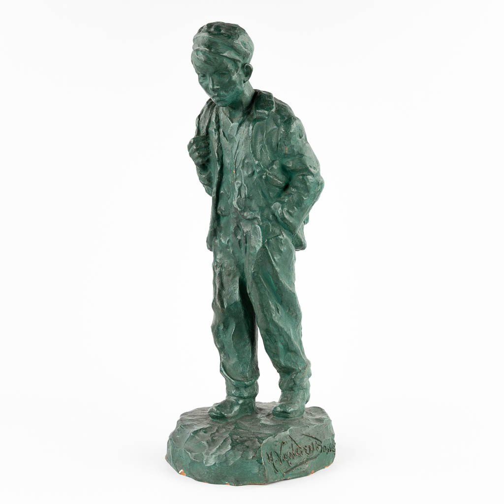 Henri VAN DEN BOSSCHE (XIX-XX) 'Gavroche' patinated terracotta (D:21 x W:18 x H:53 cm)