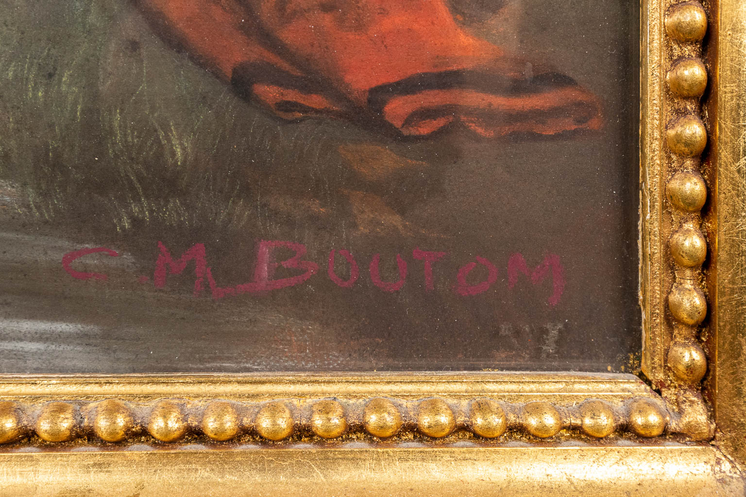 Naar Charles Marie BOUTON (1781-1853) Dame met de geit, mixed media op doek. (46,5 x 56 cm)