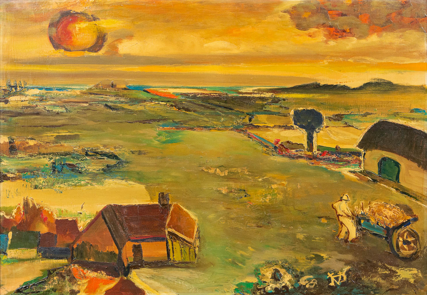 Gaston THEUNINCK (1900-1977) 'Markhoven' een schilderij, olie op doek. (100 x 70 cm)