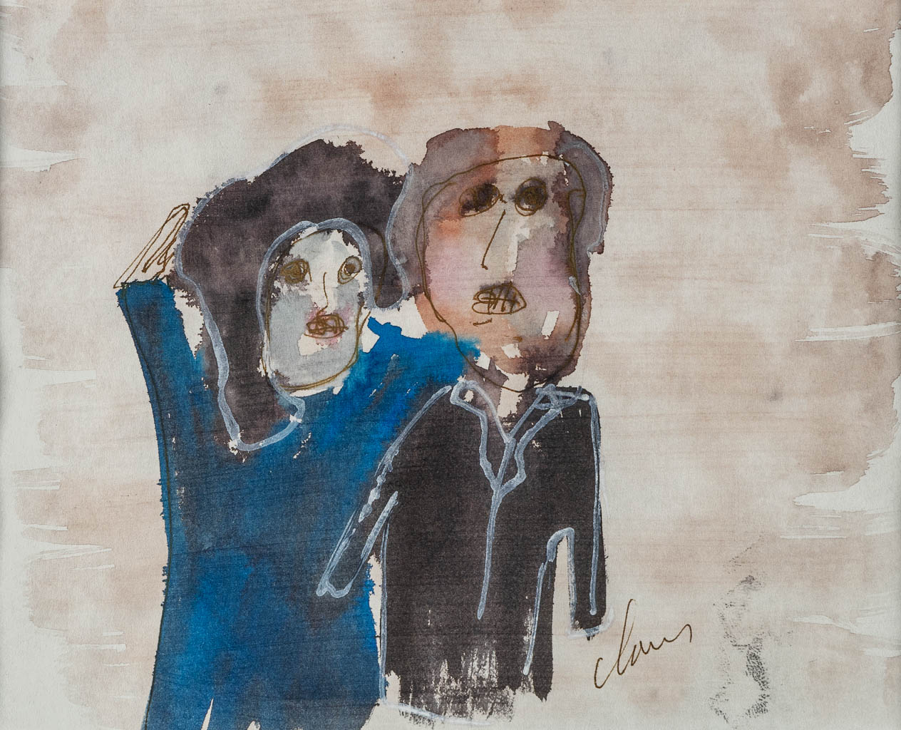 Hugo CLAUS (1929-2008) 'Twee Figuren'. (W:24 x H:20 cm)