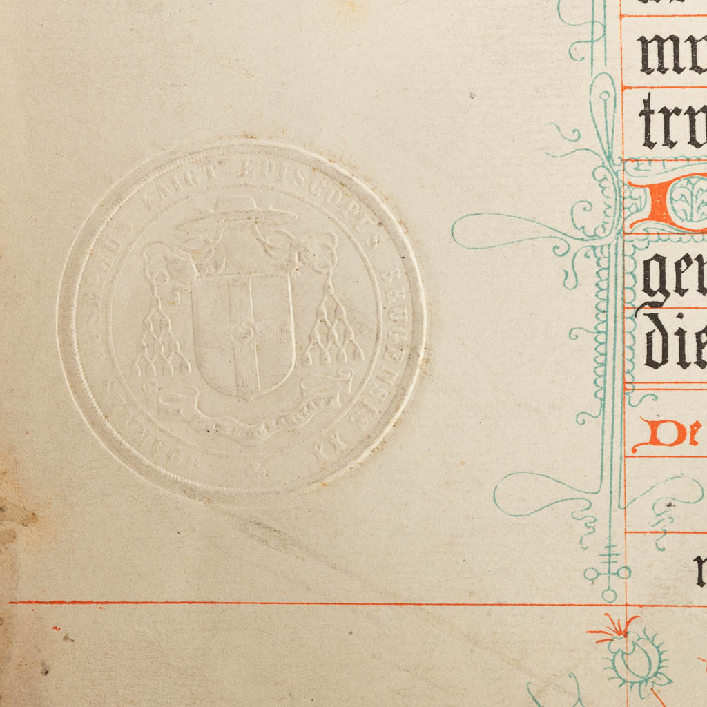 A sealed theca with a relic: Ex reliquiis sanctorum Laurentii, Clementis, Georgii, Vitalis, Venantii, Sebastiani Martyrum, Vince