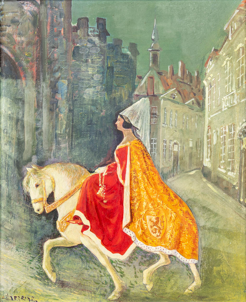 Jacques DE ZEINE (1884-?) 'Jeanne De Constantinople, Comtesse Des Flandres'. (40 x 49 cm)