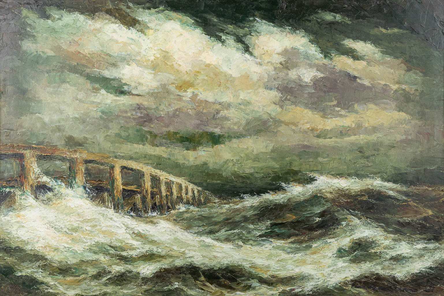 Luc KAISIN (1901-1963) 'Marine' olie op doek. (W:90 x H:60 cm)
