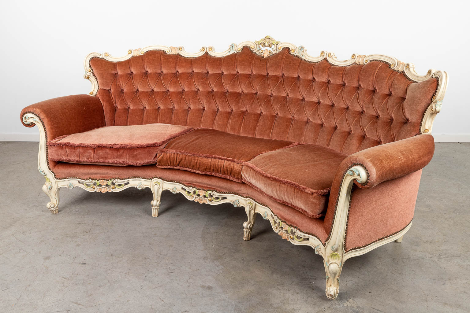 A three-piece salon suite made in Louis XV style. (H:95cm)