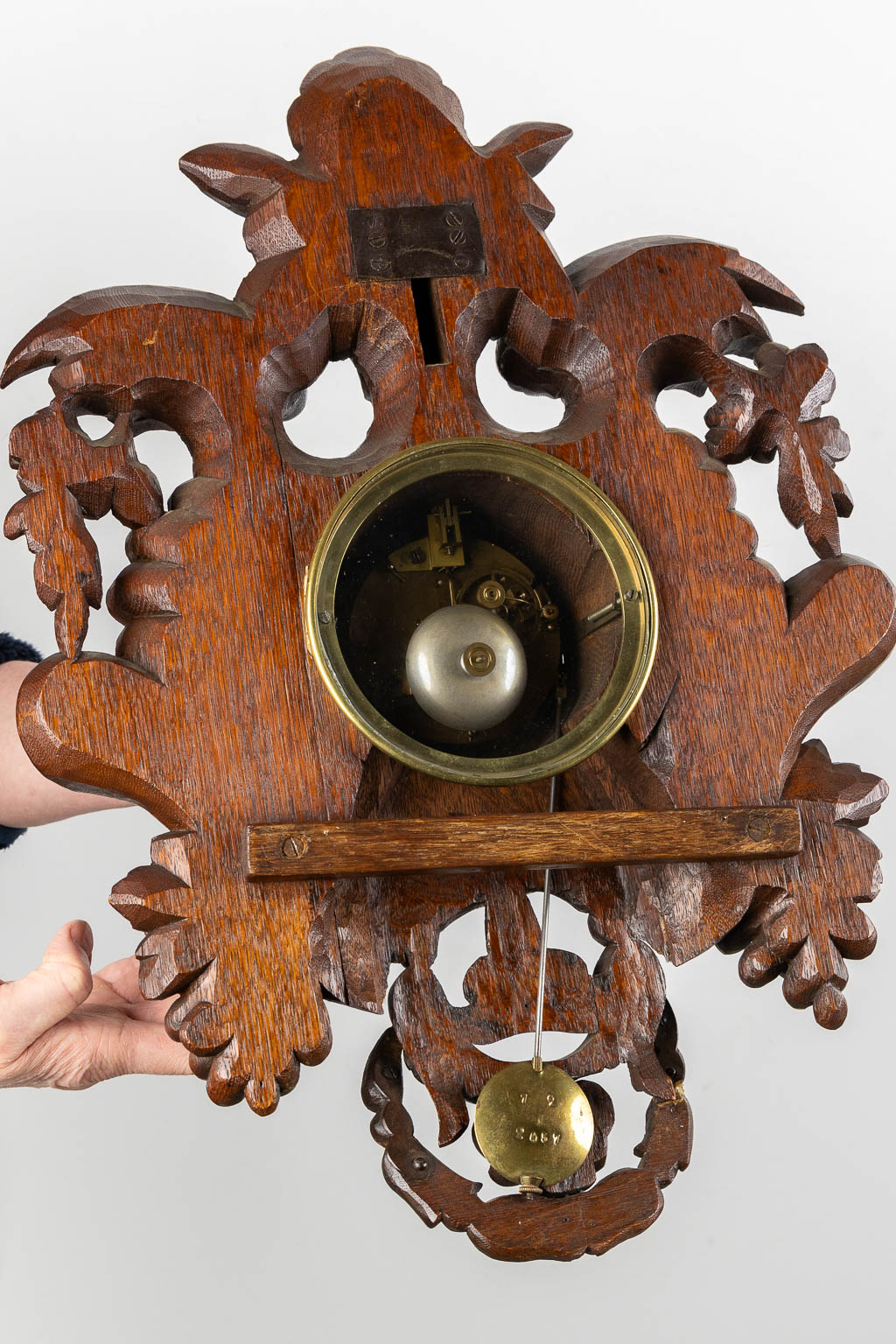 An antique Swiss or Black-Forest, wall-mounted clock. Circa 1880. (W:38 x H:53 cm)