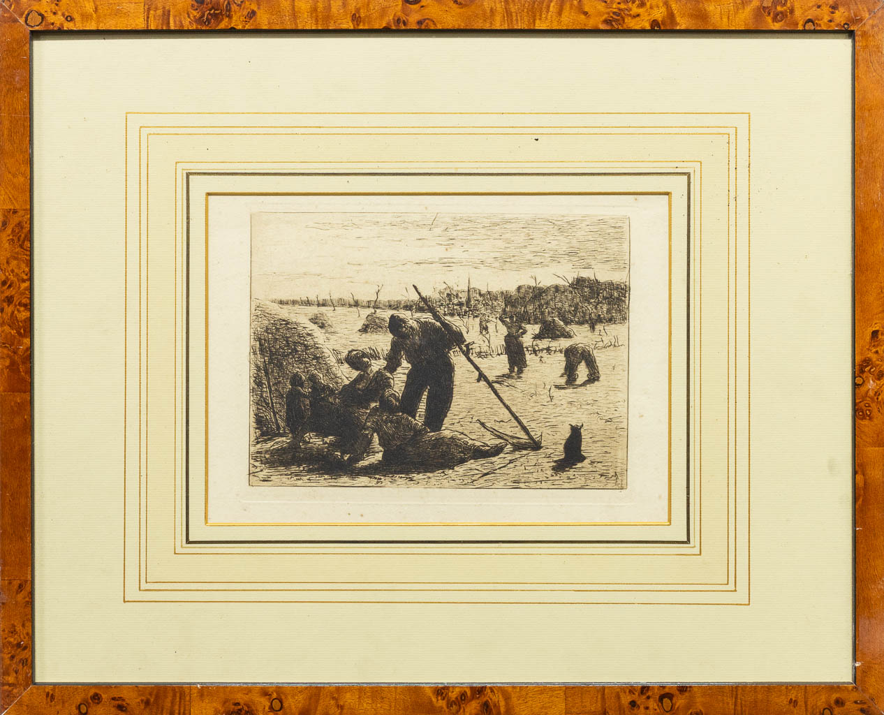 Eugène LAERMANS (1864-1940) Een ets van een boer, gemonogrammeerd E.L. (23 x 17 cm)