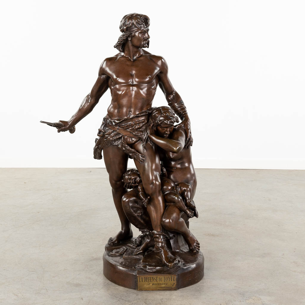 Émile André BOISSEAU (1842-1923) 'La Défence Du Foyer' patinated bronze. (W:54 x H:86 cm)