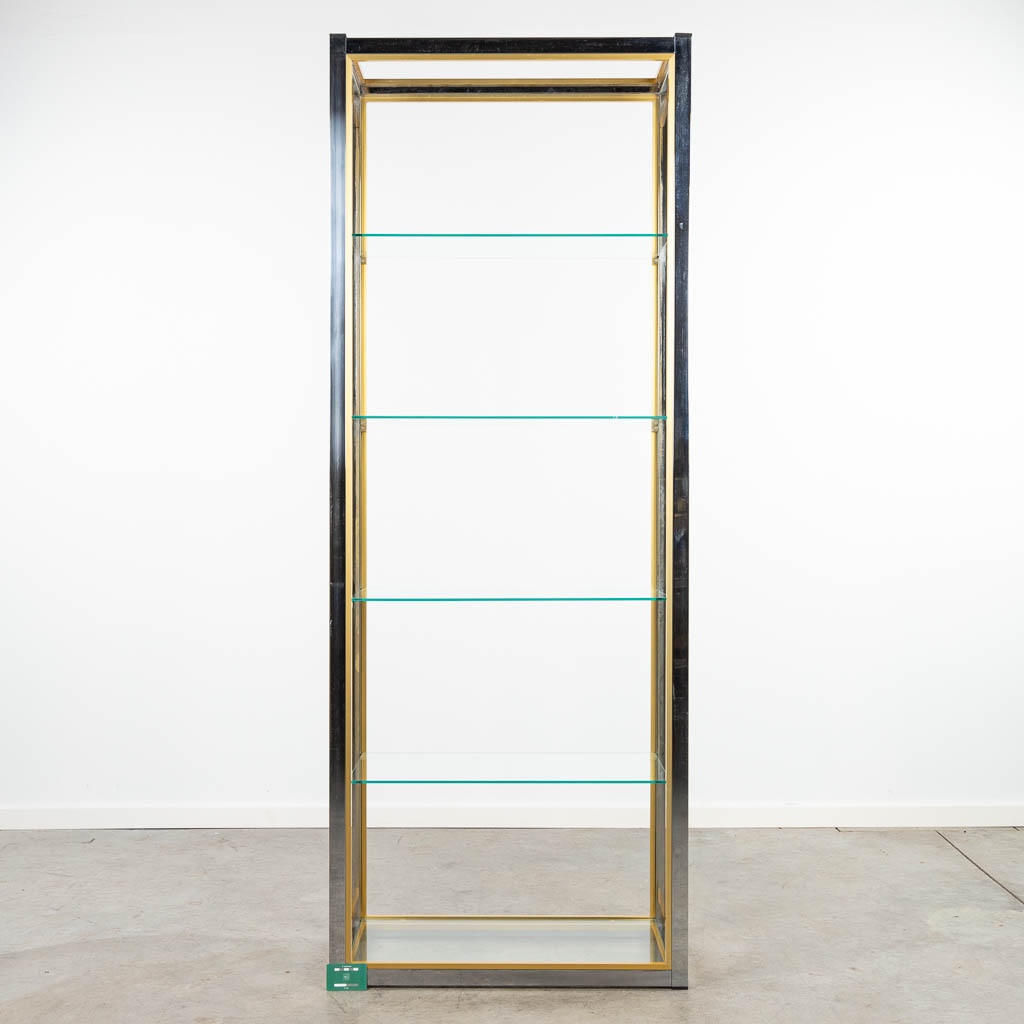 Renato ZEVI (XX-XXI) a mid-century etagère made of chrome-plated metal, brass and 5 glasses. (H:200cm)