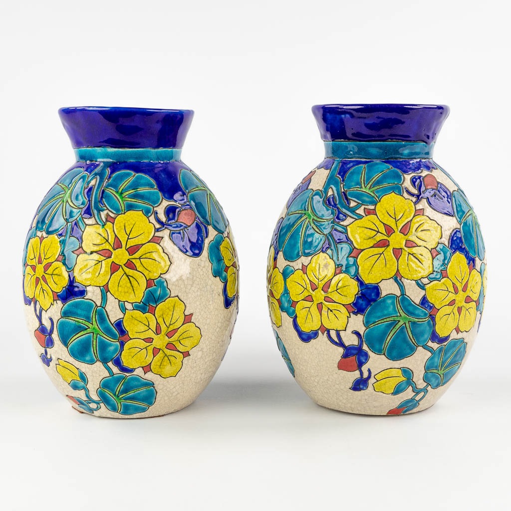 Charles CATTEAU (1880-1966) 'Pair of vases' for Boch Keramis, decor 2763, model 1271 (H:22,5 x D:16,5 cm)