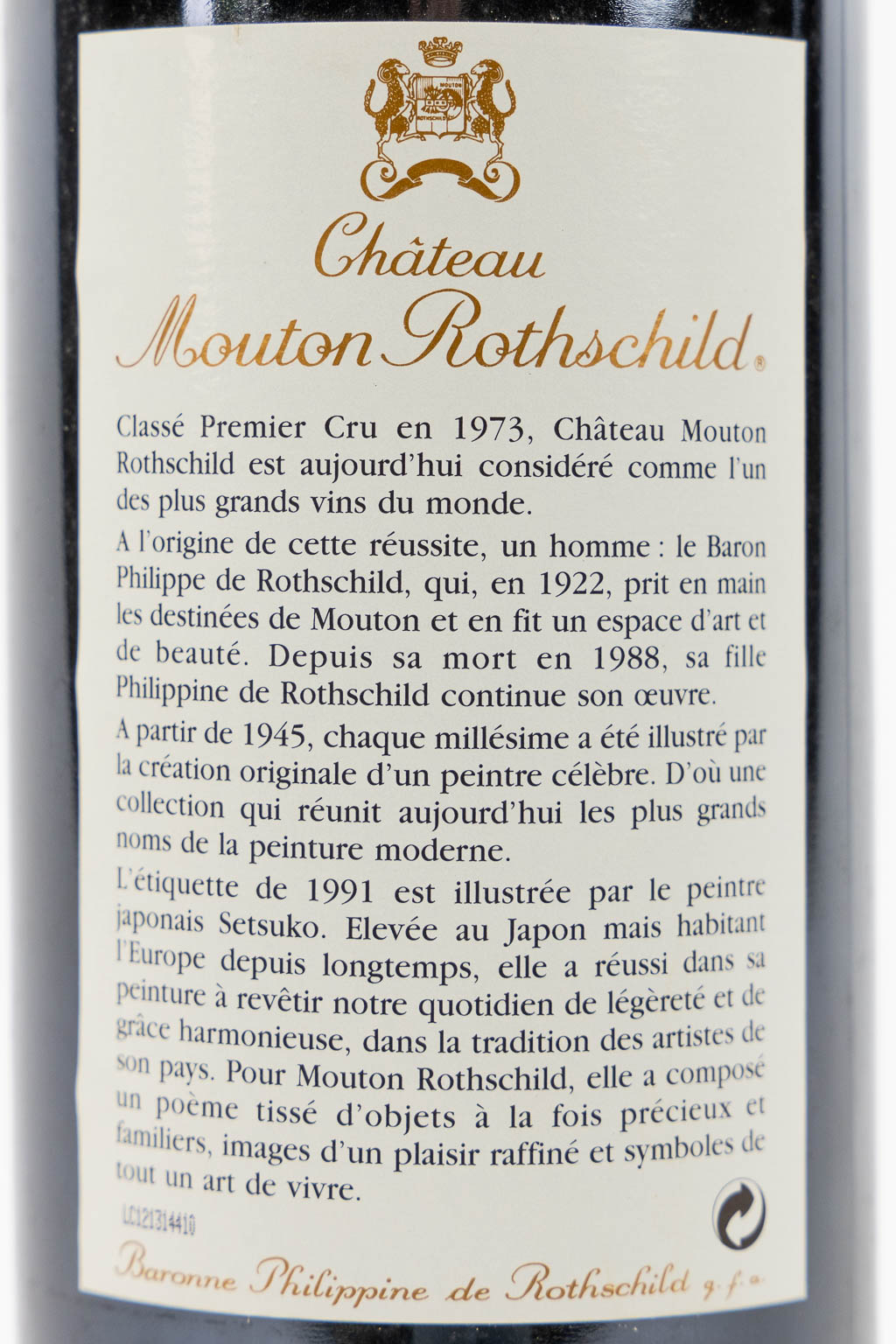 1991 Château Mouton Rothschild, Setsuko, 2 bottles. 