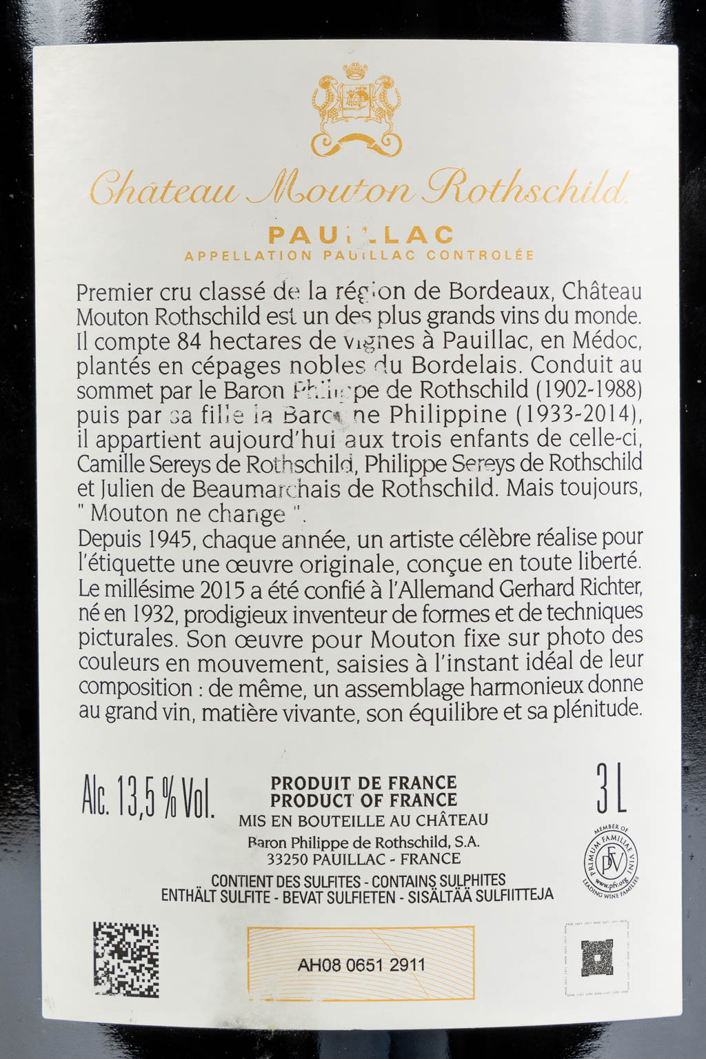 2015 Château Mouton Rothschild, Gerhard Richter (jeroboam/double magnum)