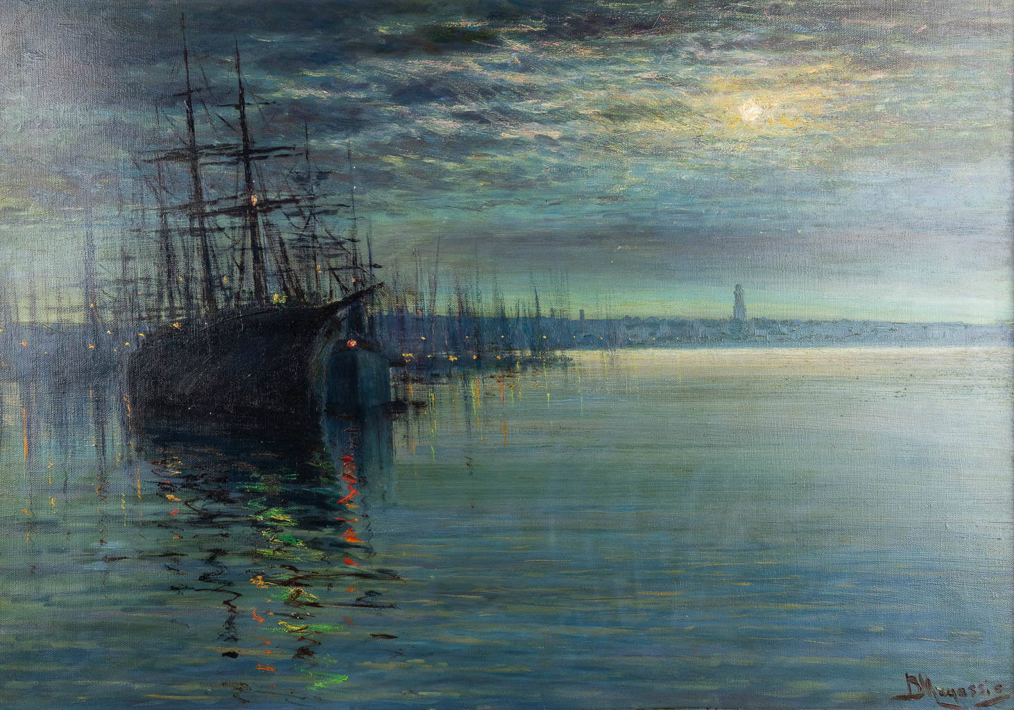 Vassilis MAGIASSIS (1880-1926) 'Harbor view' oil on canvas. (W:100 x H:70 cm)