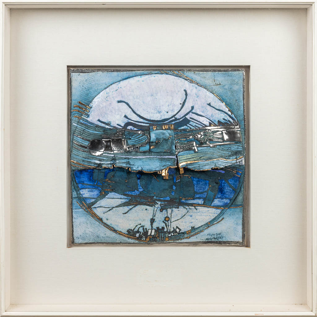 Monique MUYLAERT (1946) A glazed ceramic plaque mounted in a frame. (H:39cm)