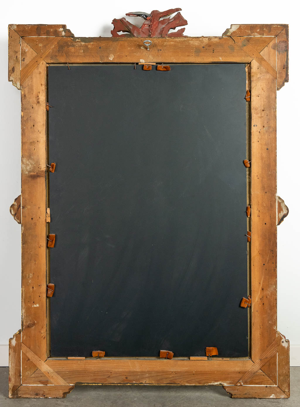 An antique mirror, gilt stucco. Circa 1900. (W:61 x H:114 cm)