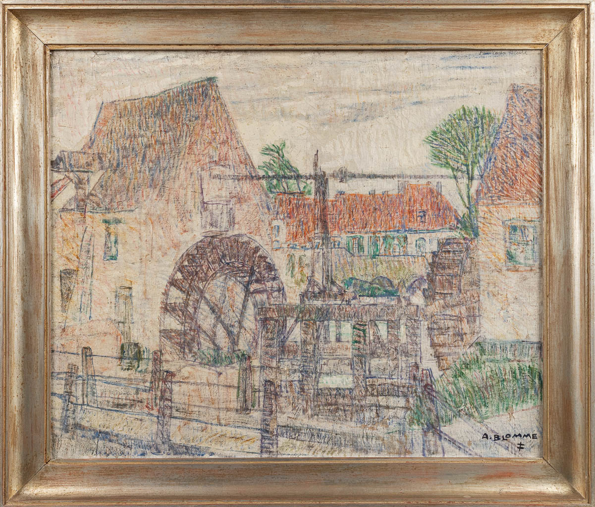 Alfons BLOMME (1889-1979) 'Watermolen van Heule' olie op doek. 