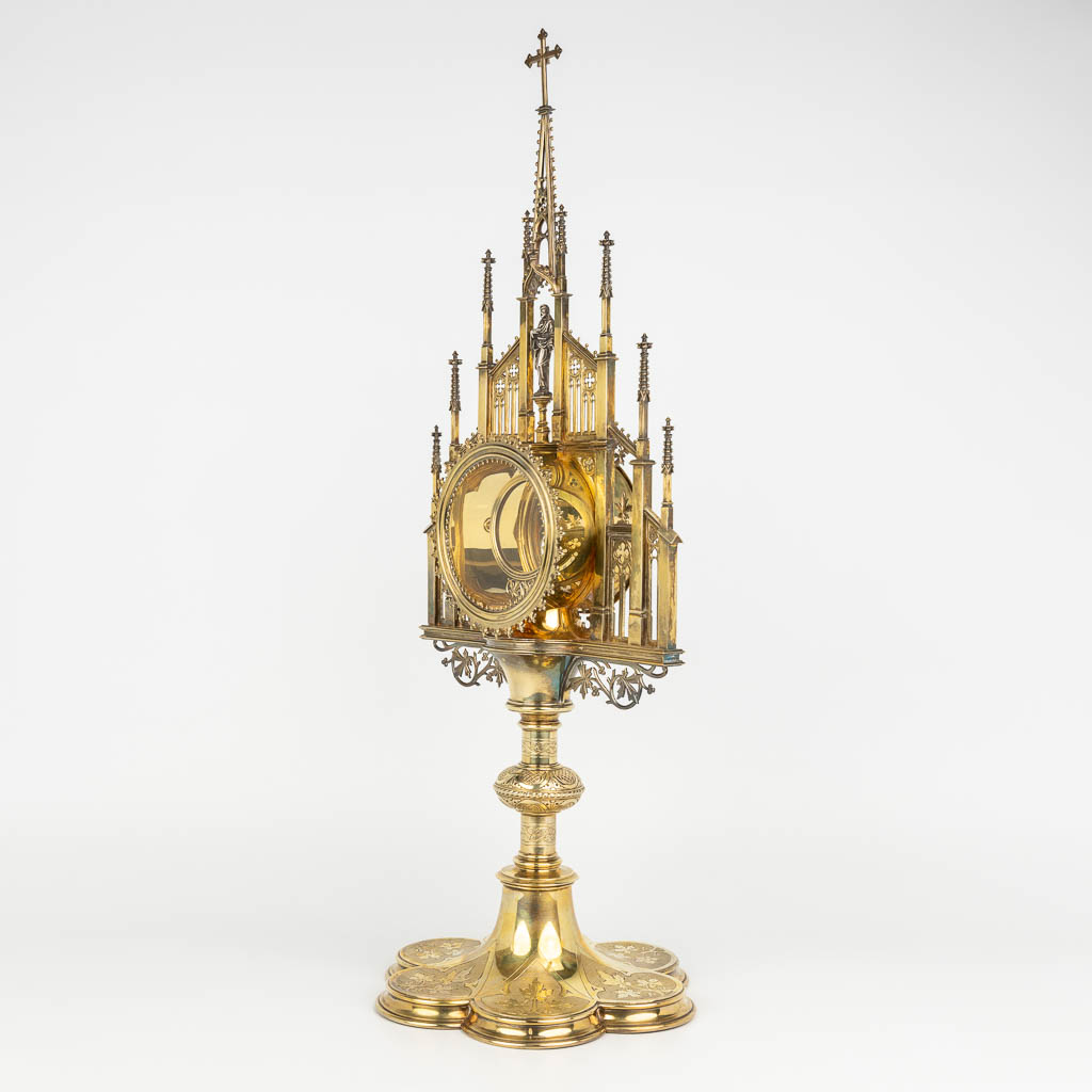 Franz Xaver HELLNER (1819-1901) Een uitzonderlijke neogotische torenmonstrans gemaakt uit verguld zilver (H:62cm)