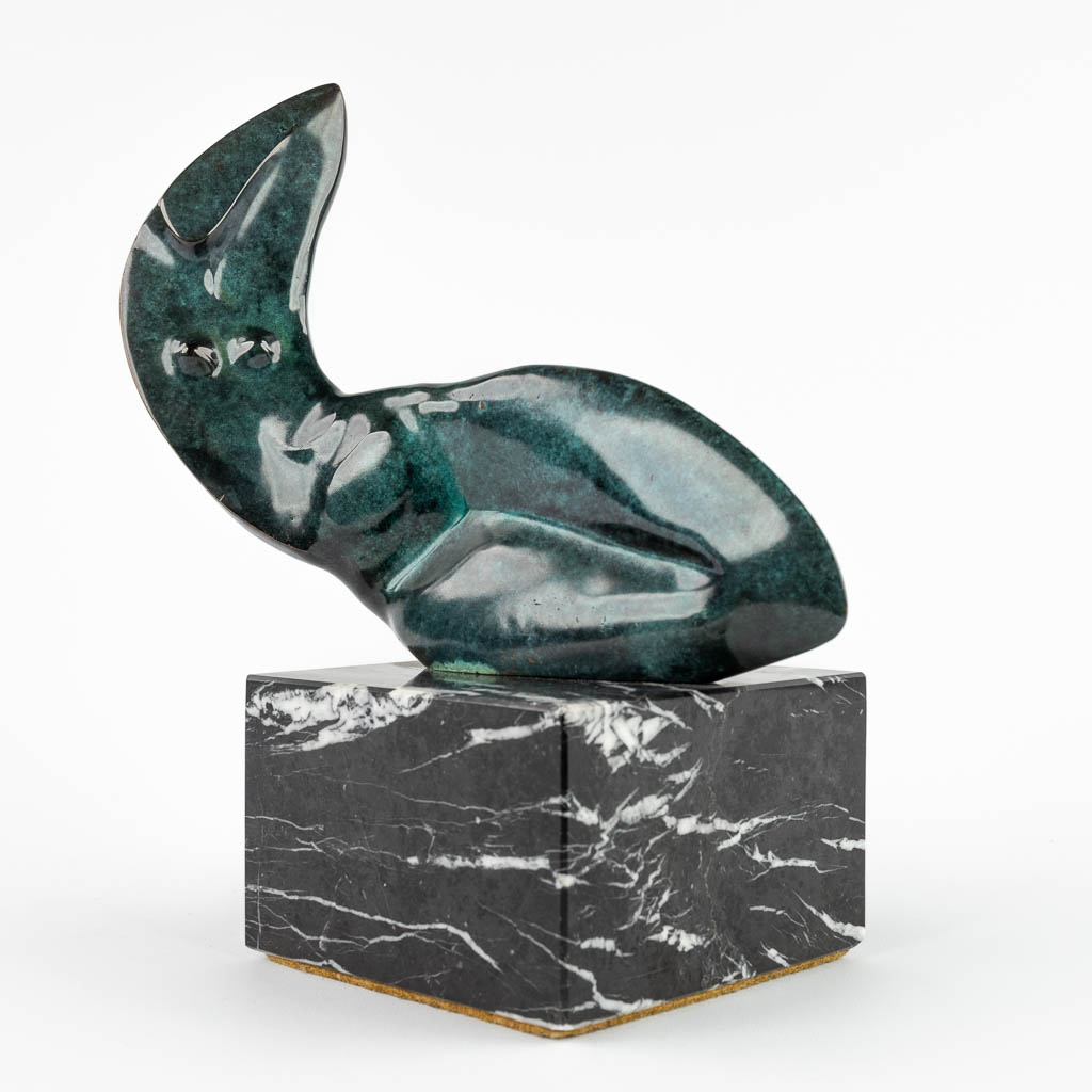 Alfredo LANZ (XX) 'Gestileerde Dame' gepatineerd brons. (W:24 x H:27 cm)