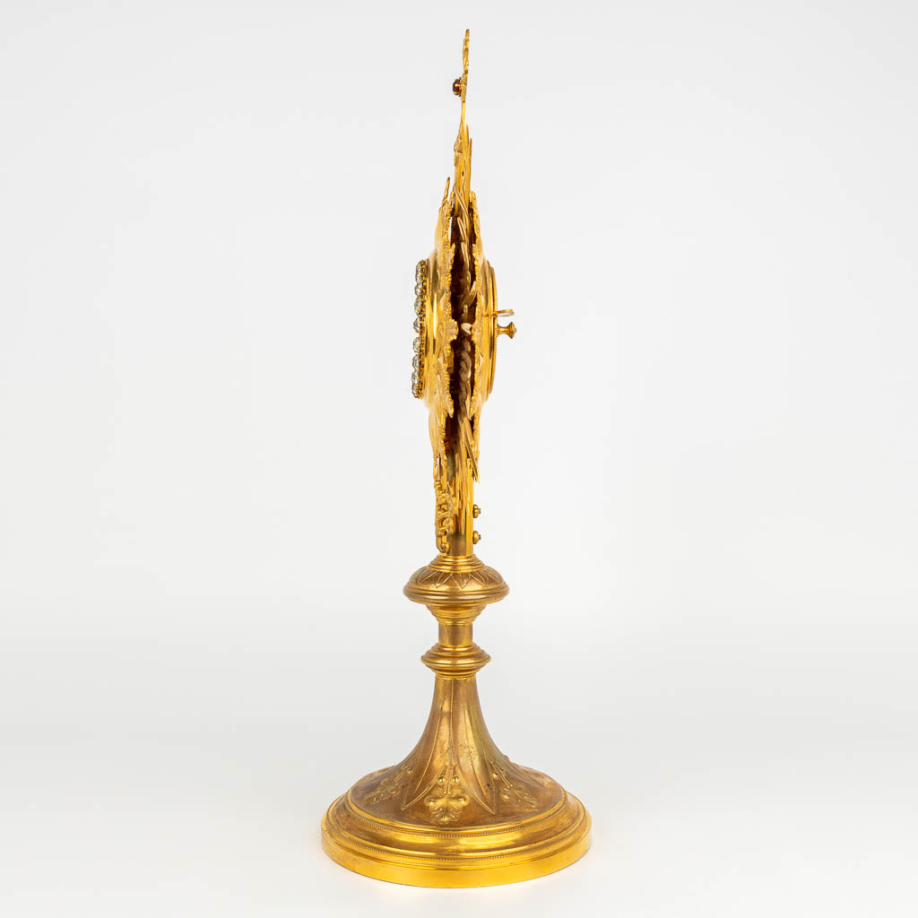 A traditional solar monstrance made of brass with cut glass decoration. (H:46cm)