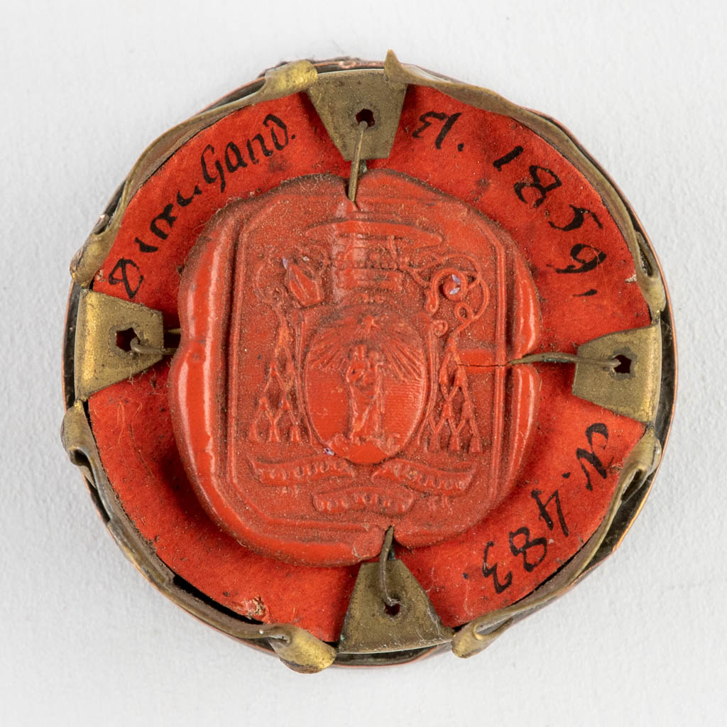 A sealed theca with a relic: Ex Ossibus Sanctae Valeriae Martyris