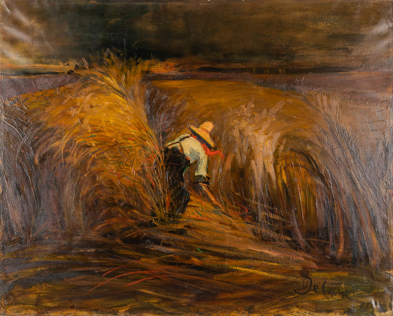 Joseph François DE COENE (1875-1950) 'De Oogst' olie op doek. (W:100 x H:82 cm)