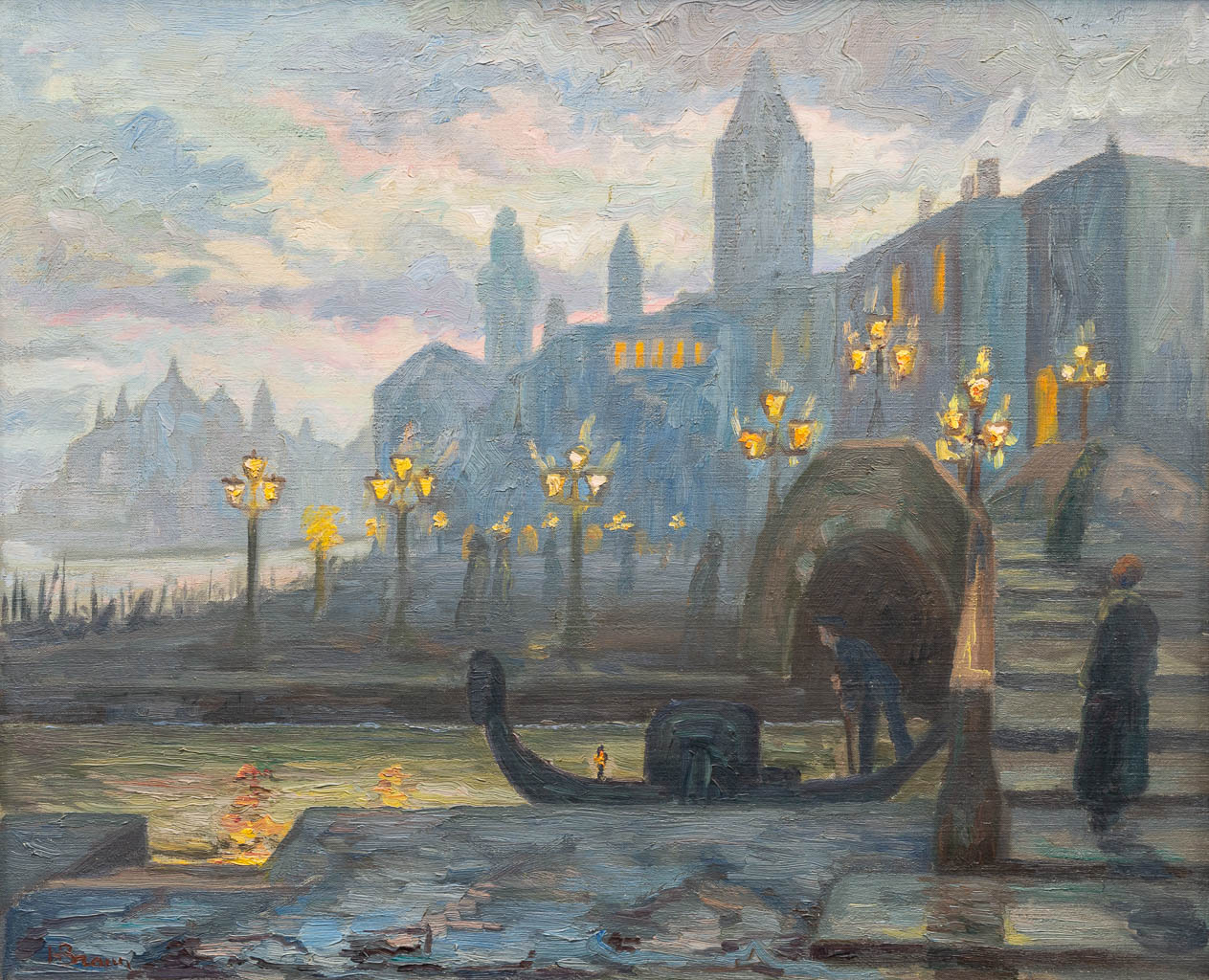 Henri BRAUN (1891-1938) een zicht op Venetië, olie op doek. 