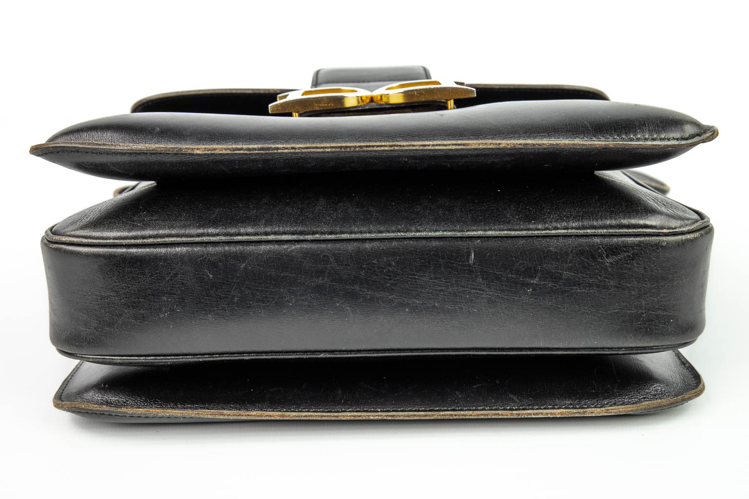 Een handtas gemaakt uit zwart leder en gemerkt Delvaux (H:21cm)