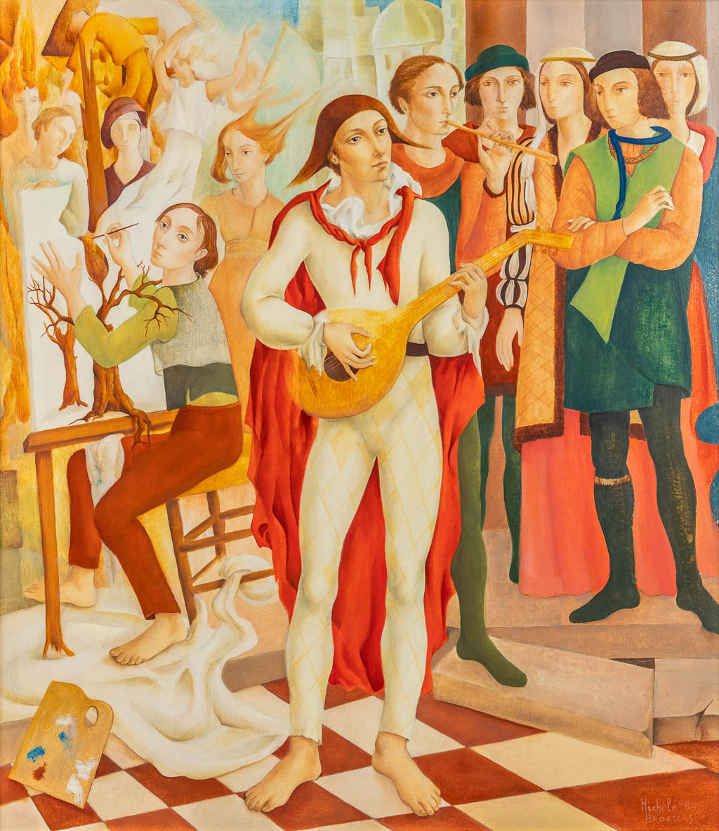 Michèle BROEDERS (1936) 'Italia canta II' olie op board. 1988. (W:65 x H:75 cm)
