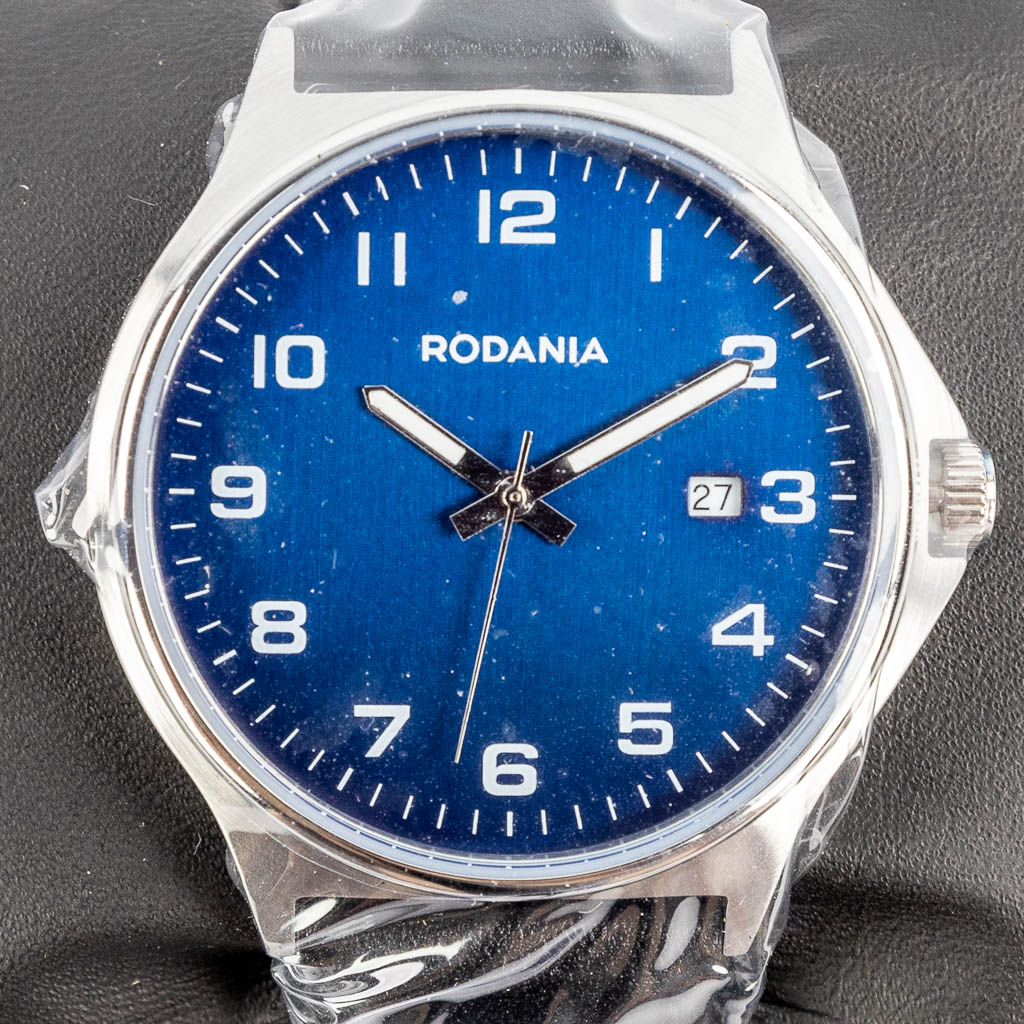 Rodania, een herenhorloge met blauwe wijzerplaat, model Darwin 2636029. (3,9cm)