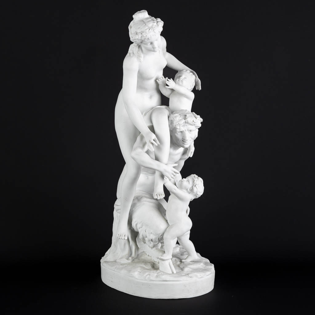 After Claude Michel, CLODION (1738-1814) 'Group with a Satyr', Sèvres marks. (L:18 x W:27 x H:51 cm)