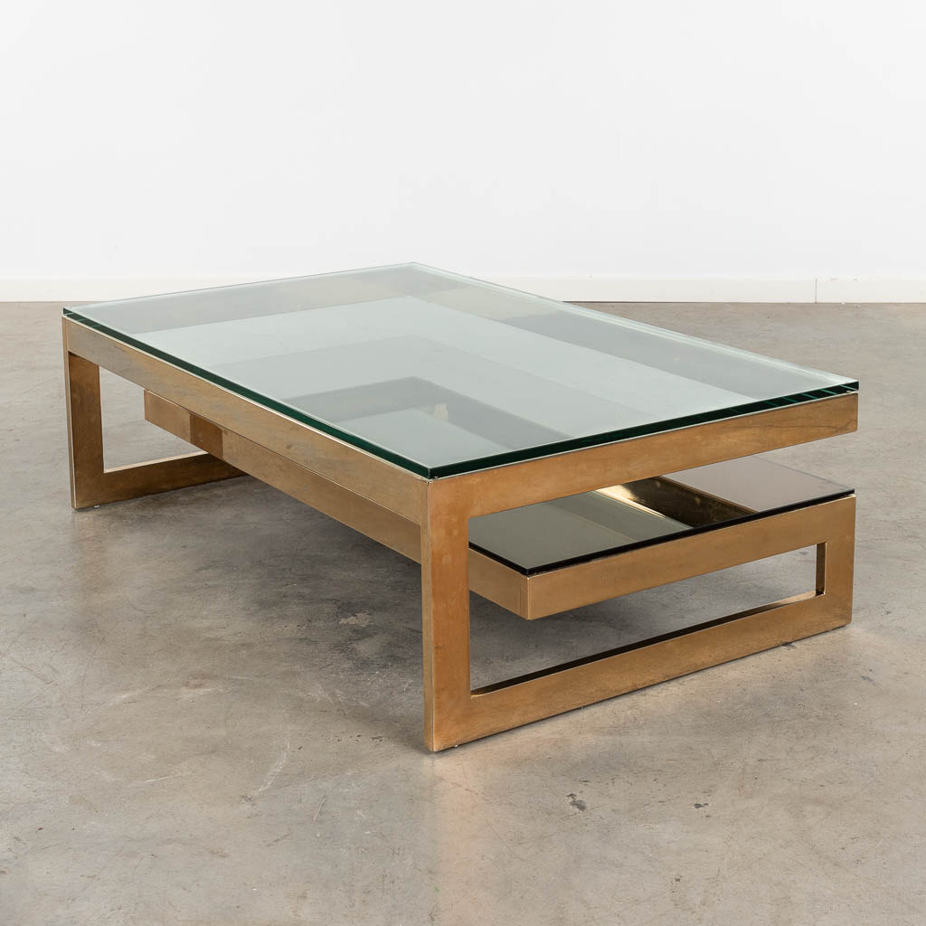 Belgo Chrome, een G-shape salontafel. 20ste eeuw. (D:75 x W:120 x H:38 cm)
