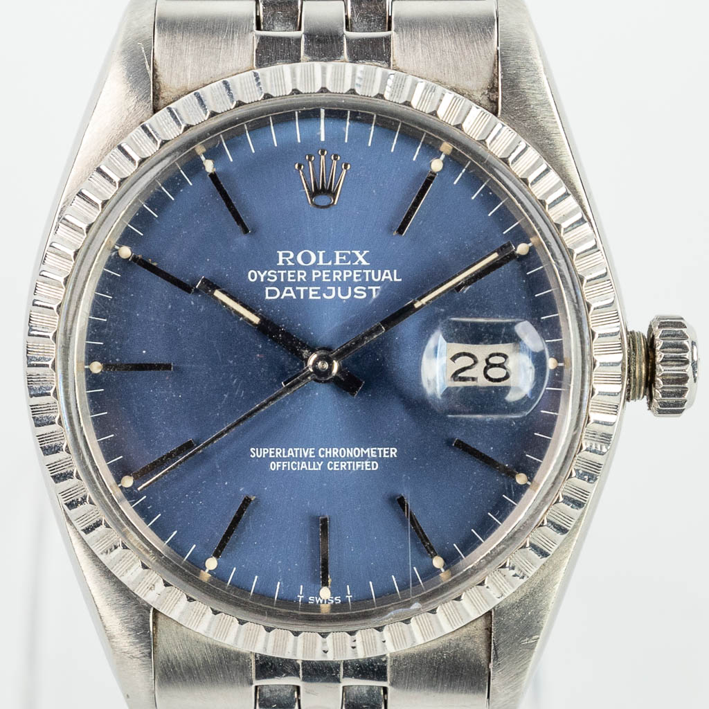 A Rolex Oyster Perpetual Datejust with blue dial and made during 1978. 