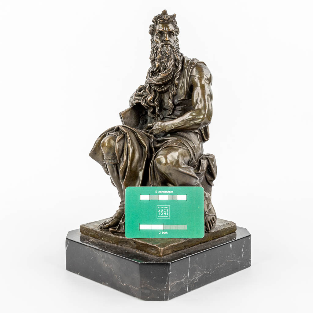 C.A. MASIER (act.1847-1932)  'Mozes' een bronzen beeld, naar Michelangelo. (H:29cm)