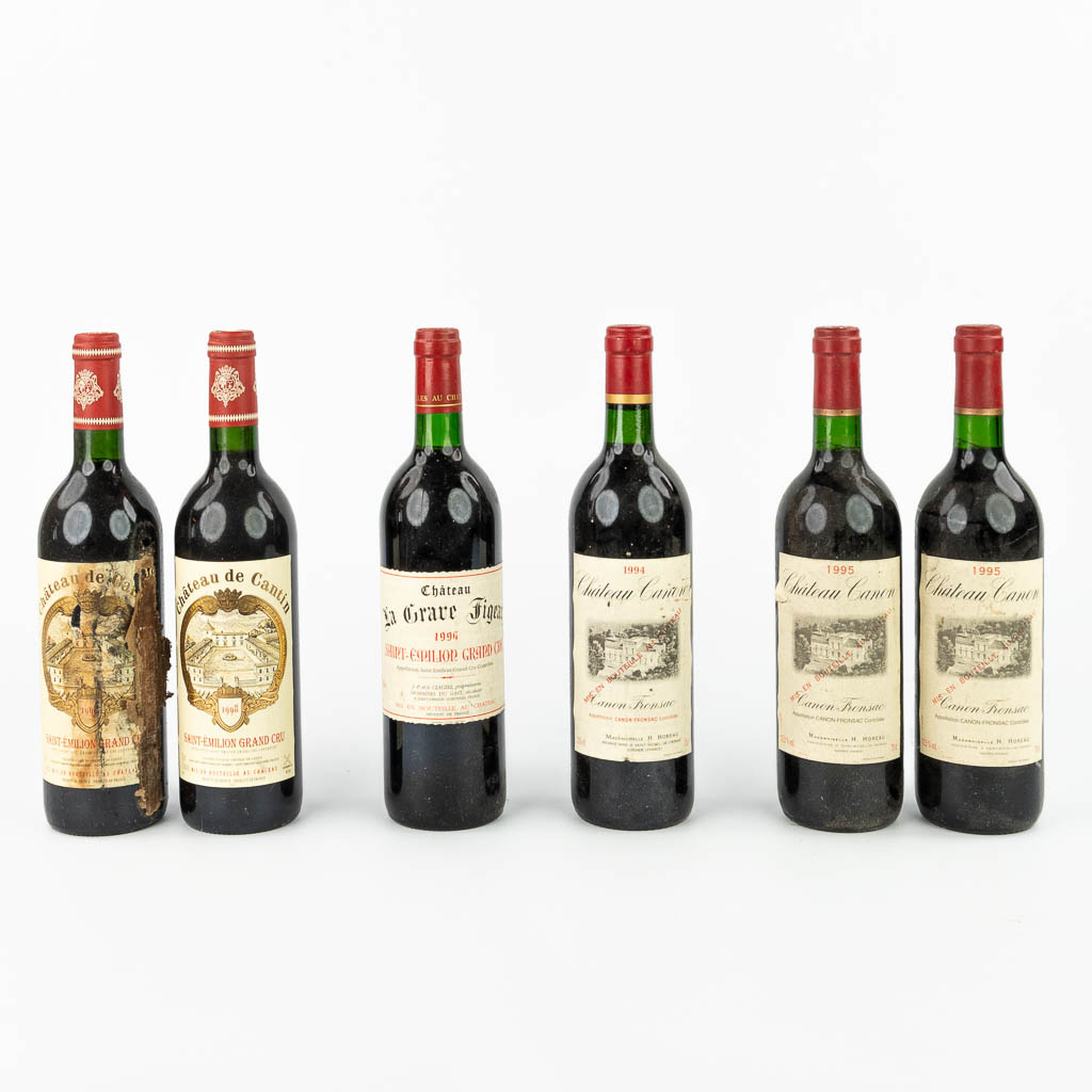 Een collectie van 6 flessen wijn. 