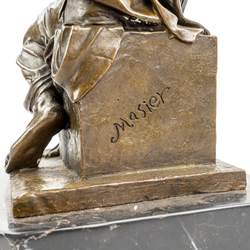 C.A. MASIER (act.1847-1932) 'Moses' a bronze statue after Michelangelo. (H:29cm)