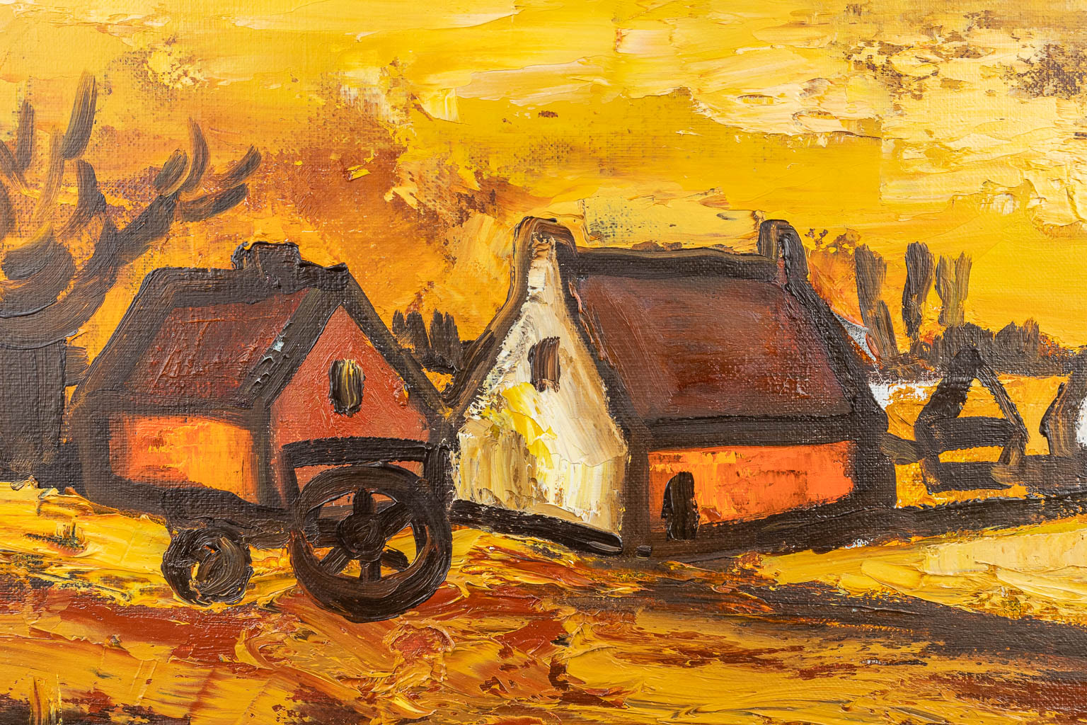 Piet VAN DEN BUYS (1935) 'Landschap' een schilderij, olie op doek. (60 x 50 cm)