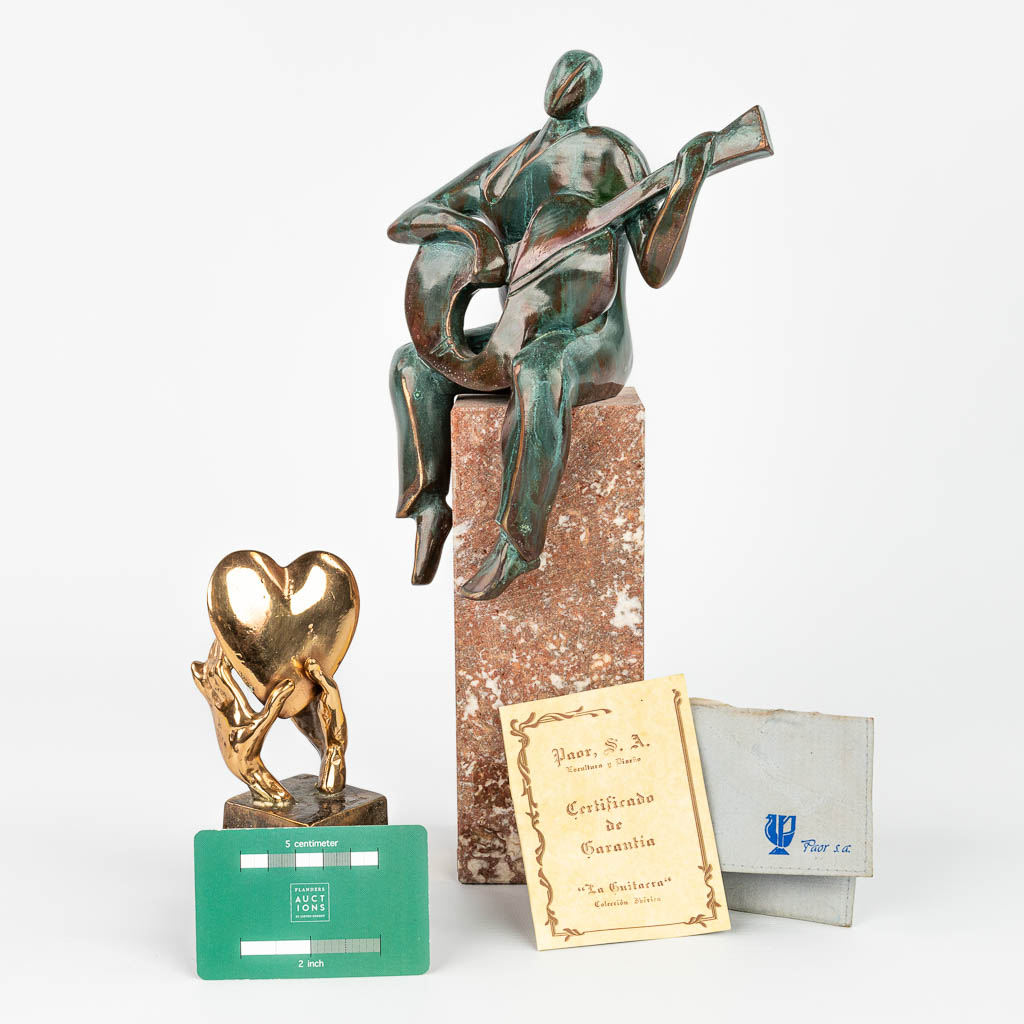A collection of 2 modern artworks made of bronze. Christia Puell for PAOR S.A. & Yves LOHE. (H:34cm)