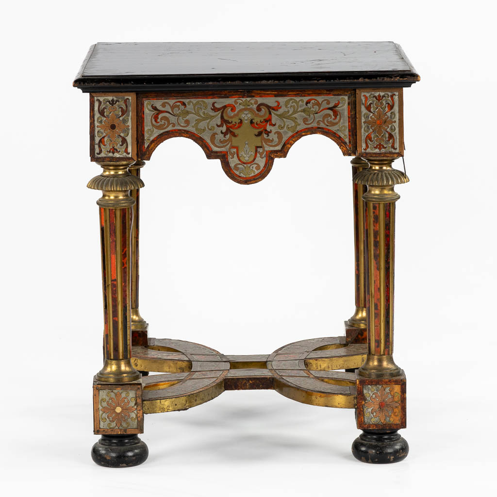A Napoleon 3 style, Boulle and copper inlay side table, 20th C. (L:47 x W:47 x H:53 cm)
