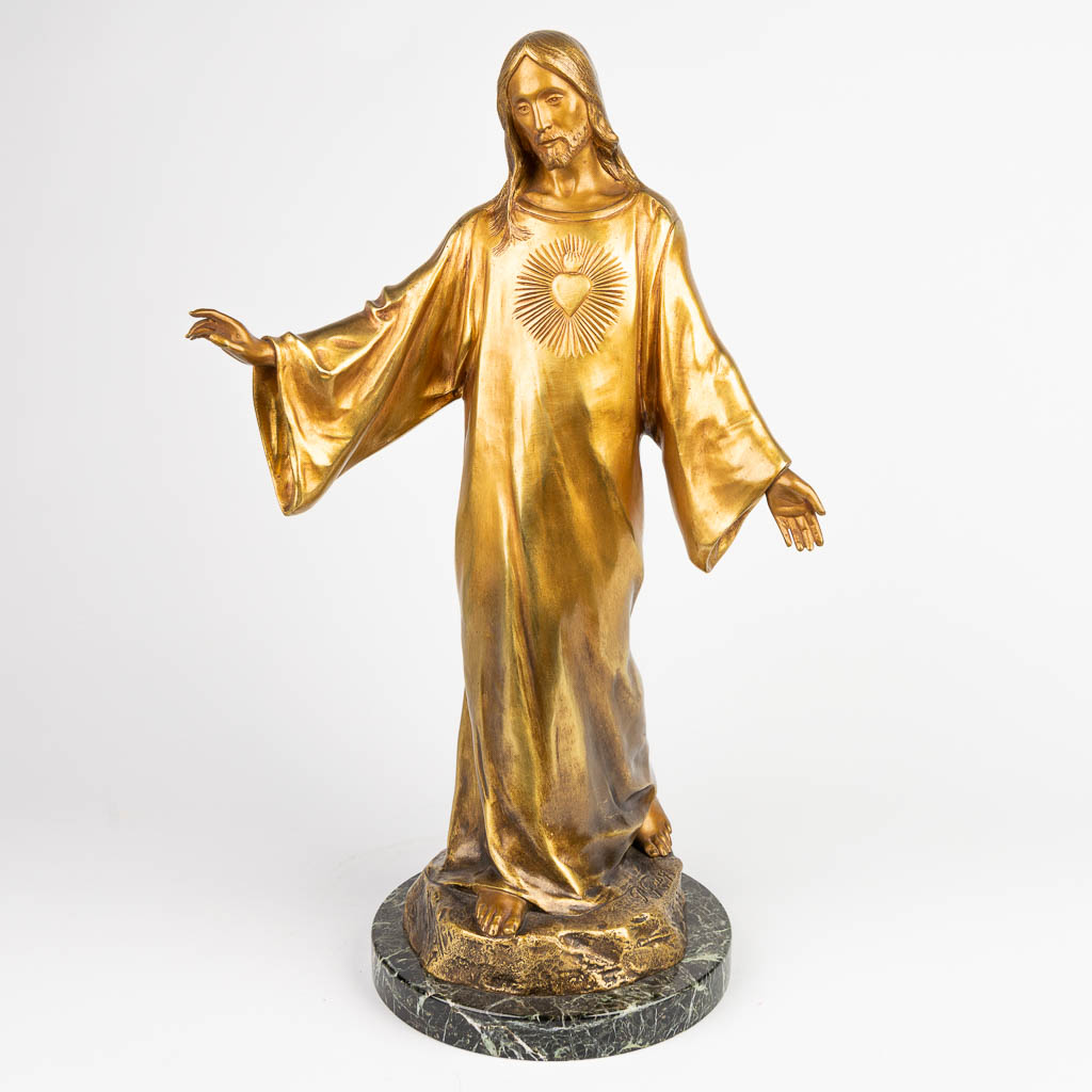 Paul GASQ (1860-1944) een beeld van Christus gemaakt uit brons. Met gieterijstempel 'Bronzes Chardon'. (H:46cm)