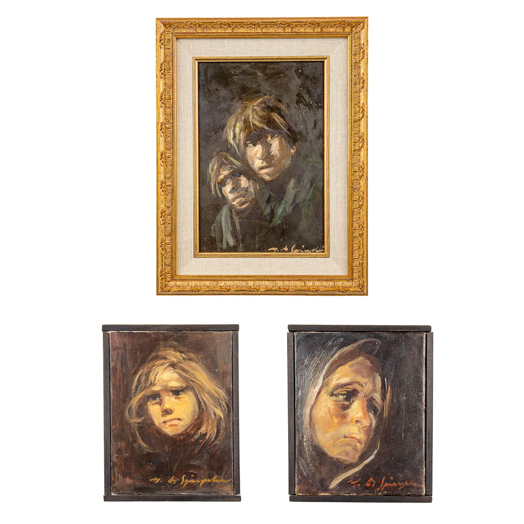 Marthe DE SPIEGELEIR (1897-1991) A collection of 3 portraits, oil on canvas and panel. (20 x 30 cm)
