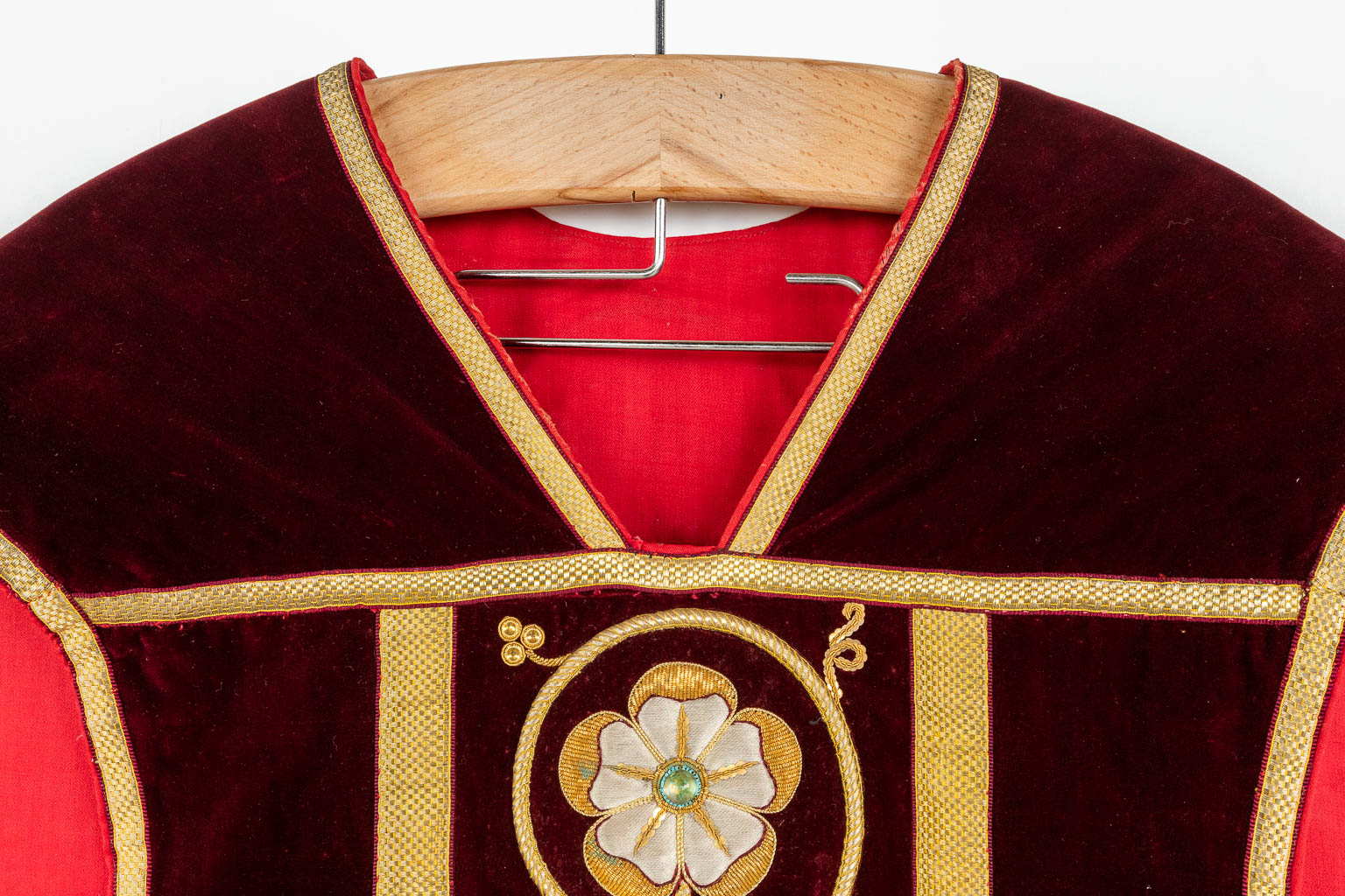 Two Dalmatics and Two Roman Chasubles, thick gold thread embroideries.