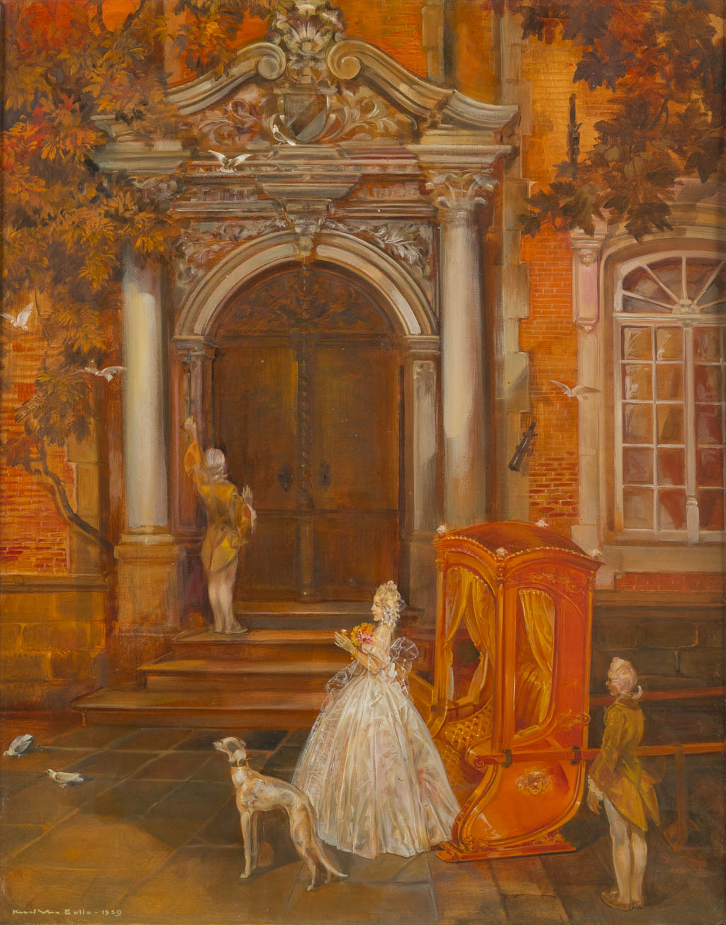 Karel VAN BELLE (1884-1959) 'De Aankomst'. (W:80 x H:100 cm)