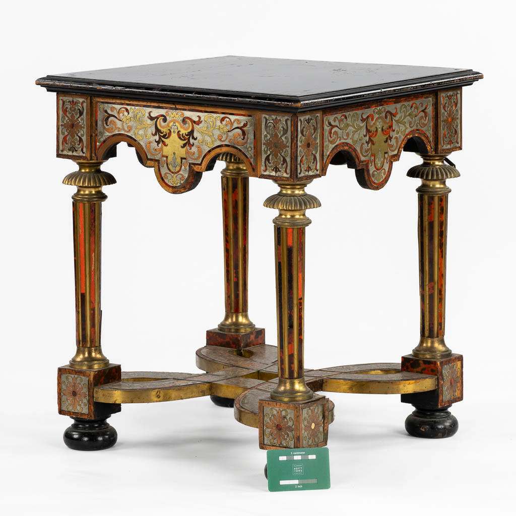 A Napoleon 3 style, Boulle and copper inlay side table, 20th C. (L:47 x W:47 x H:53 cm)