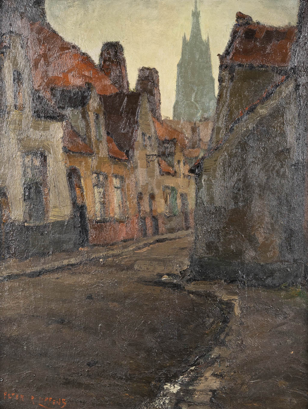 Piet LIPPENS (1890-1981) 'Bruges' oil on canvas. (W:70 x H:90 cm)